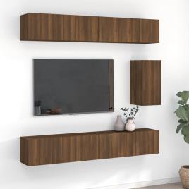 vidaXL Conjunto móveis de TV 7pcs madeira processada carvalho castanho