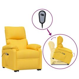 vidaXL Poltrona reclinável elevatória de massagens tecido amarelo