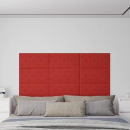vidaXL Painel parede 12 pcs 60x30 cm couro art. 2,16 m² vermelho tinto