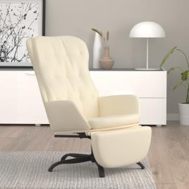 vidaXL Cadeira de descanso com apoio de pés couro artificial creme