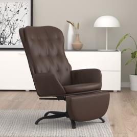 vidaXL Cadeira de descanso com apoio de pés couro artificial castanho
