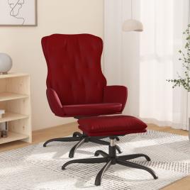 vidaXL Cadeira de descanso + apoio pés couro artificial vermelho tinto