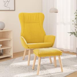 vidaXL Cadeira de descanso com banco p/ pés tecido amarelo mostarda
