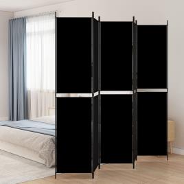 vidaXL Divisória de quarto com 5 painéis 250x220 cm tecido preto