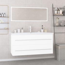 vidaXL Conj. móveis casa de banho derivados madeira branco brilhante