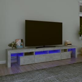 vidaXL Móvel de TV com luzes LED 230x36,5x40 cm cinzento cimento