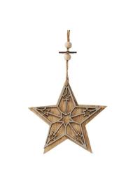 Pingente Estrela de Madeira de 12 cm multicor UNIQUE