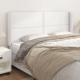 vidaXL Cabeceira cama c/ abas couro artificial 183x23x118/128cm branco