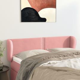 vidaXL Cabeceira de cama c/ abas veludo 147x23x78/88 cm rosa