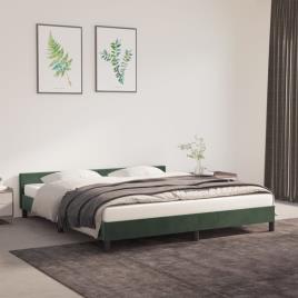 vidaXL Estrutura de cama c/ cabeceira 160x200 cm veludo verde-escuro