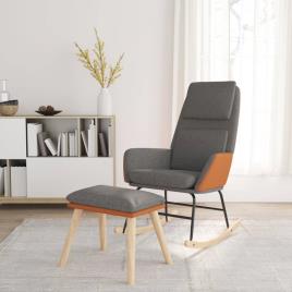 vidaXL Cadeira de baloiço com banco tecido cinzento-claro