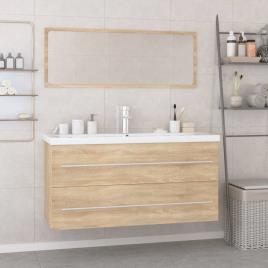 vidaXL Conjunto móveis casa de banho derivados madeira carvalho sonoma