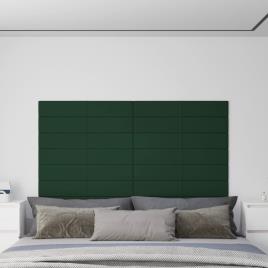 vidaXL Painel de parede 12 pcs 90x15cm tecido 1,62 m² cor verde-escuro