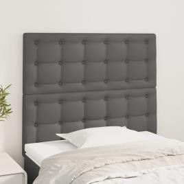 vidaXL Cabeceira de cama 2 pcs couro artificial 90x5x78/88 cm cinzento