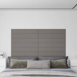 vidaXL Painel de parede 12 pcs 90x15 cm tecido 1,62 m² cor cinza-claro