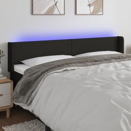 vidaXL Cabeceira de cama c/ luzes LED tecido 163x16x78/88 cm preto