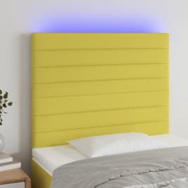 vidaXL Cabeceira cama c/ LED tecido 90x5x118/128cm verde