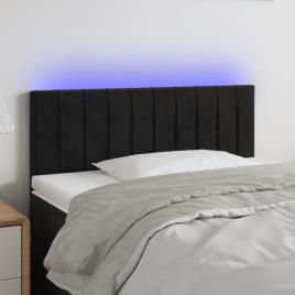 vidaXL Cabeceira de cama c/ luzes LED veludo 90x5x78/88 cm preto