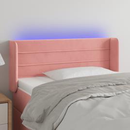 vidaXL Cabeceira de cama c/ luzes LED veludo 83x16x78/88 cm rosa