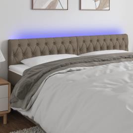 vidaXL Cabeceira cama luzes LED tecido 180x7x78/88cm cinza-acastanhado