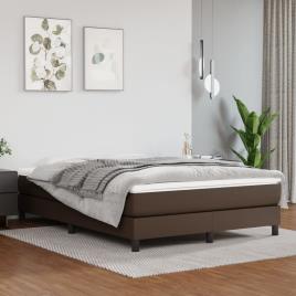 vidaXL Estrutura de cama com molas 140x200cm couro artificial castanho
