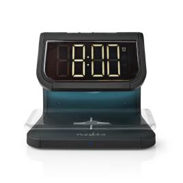 Relógio Despertador c/ Luz Nocturna + Carregamento Indução QI Wireless (Preto) - 