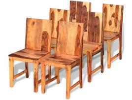 Conjunto 6 Cadeiras de Refeição VIDAXL 273942 Madeira Sheesham Maciça
