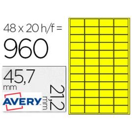 Etiquetas A4 Avery 45,7x21,2mm Autocolantes Amarela 20 Folhas