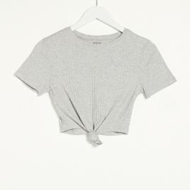 T-shirt Crop Up Basic - Cinza - T-shirt Canelada Mulher tamanho S