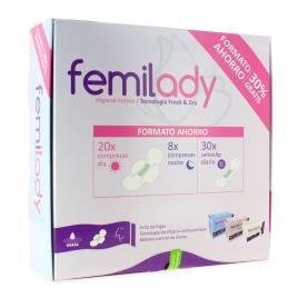 Saving Femilady Pack 20 Compresses Day, 8 Night and 30 Panthers
