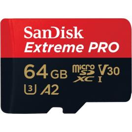 SANDISK - Extreme Pro microSDXC 64GB + SD Adapter + Rescue Pro Deluxe 170MB/s A2 C10 V30 UHS-I U3