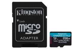 KINGSTON - Cartão de Memória MicroSD Canvas Go Plus 256GB Class 10 UHS-I U3 V30 A2 170MB/s 90MB/s