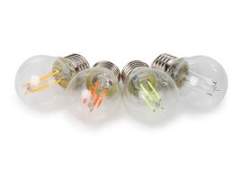 Pack 4x Lâmpadas de Filamento LED E27 G45 4.5W c/ Vidro Transparente - HQPOWER