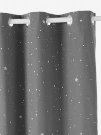 Cortina opaca com detalhes fosforescentes, Estrelas cinzento escuro estampado