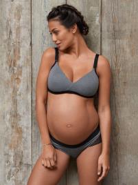 Soutien sem armação, especial gravidez e amamentação, Serena da CACHE COEUR cinzento escuro liso com motiv