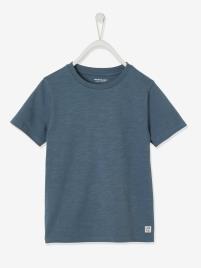 T-shirt de mangas curtas, para menino azul medio liso com motivo