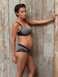 Soutien sem armação, especial gravidez e amamentação, Serena da CACHE COEUR cinzento escuro liso com motiv