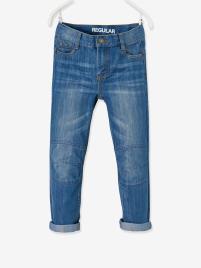 Jeans direitos para menino, indestrutíveis e morfológicos, medida das ancas LARGA azul escuro desbotado